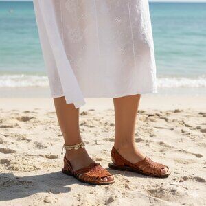 *Brasilian tan woven Jessica sandals